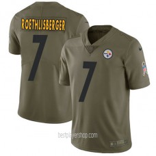 Mens Pittsburgh Steelers #7 Ben Roethlisberger Game Olive Salute To Service Jersey Bestplayer